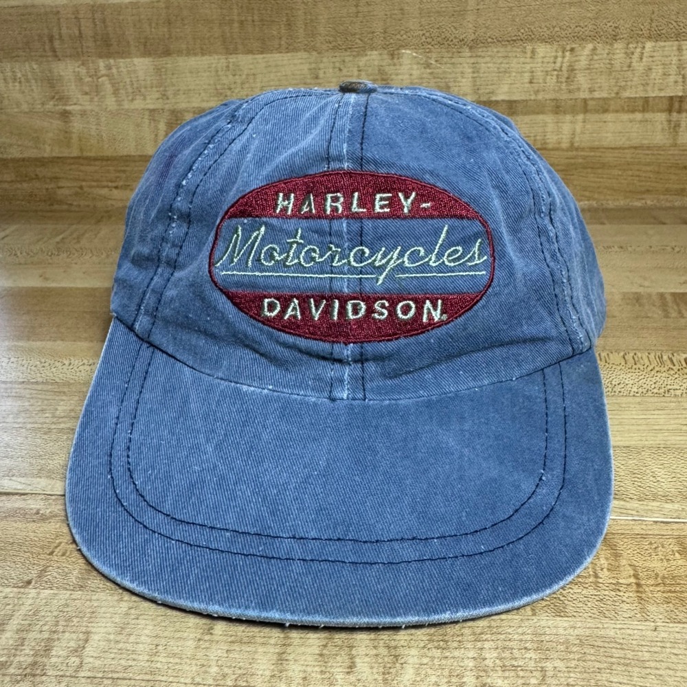 Harley-Davidson Vintage Blue Biker Dad Hat Embroidered adjustable strap